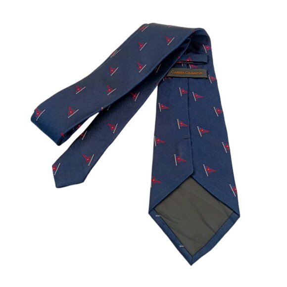 Career Cravats Silk Tie Men’s 63.5” Navy Pennant Flag Nautical Sailing Coastal - Picture 3 of 3